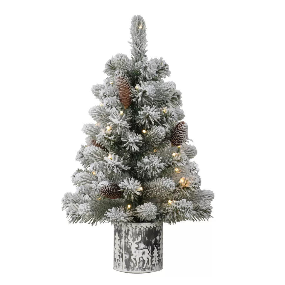 New The Holiday Aisle 2' H Green Realistic Artificial Pine Frosted Christmas Tree With 35 Led Lights