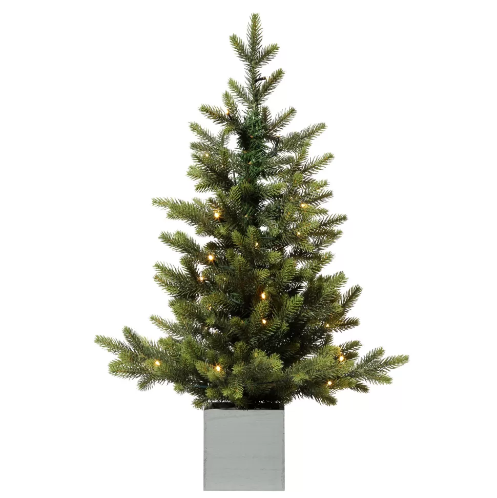 Fashion Haute Decor 30 Inch Prelit Fraser Fir Potted Tree In Wooden Pot