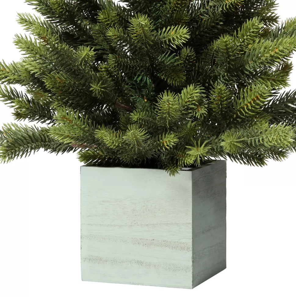 Fashion Haute Decor 30 Inch Prelit Fraser Fir Potted Tree In Wooden Pot