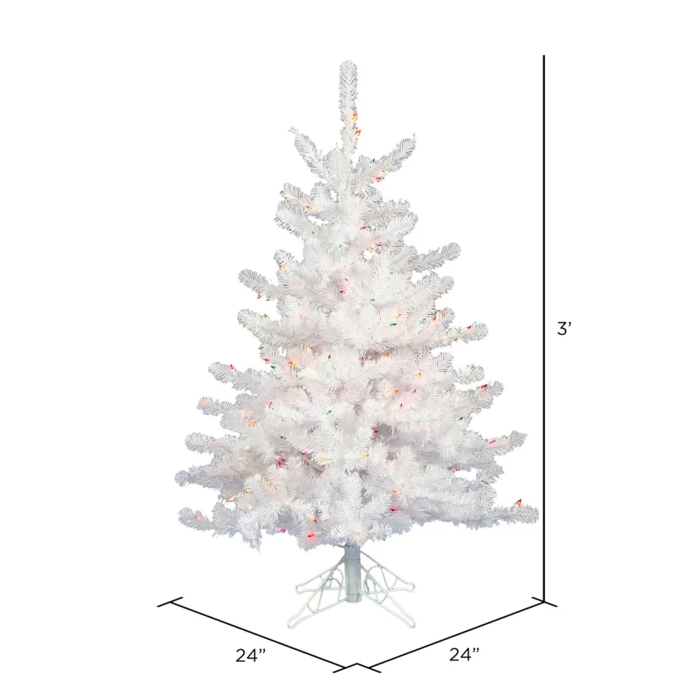 Cheap Hashtag Home 3' Crystal White Spruce Artificial Christmas Tree With 50 Multi-Colored Lights With Stand