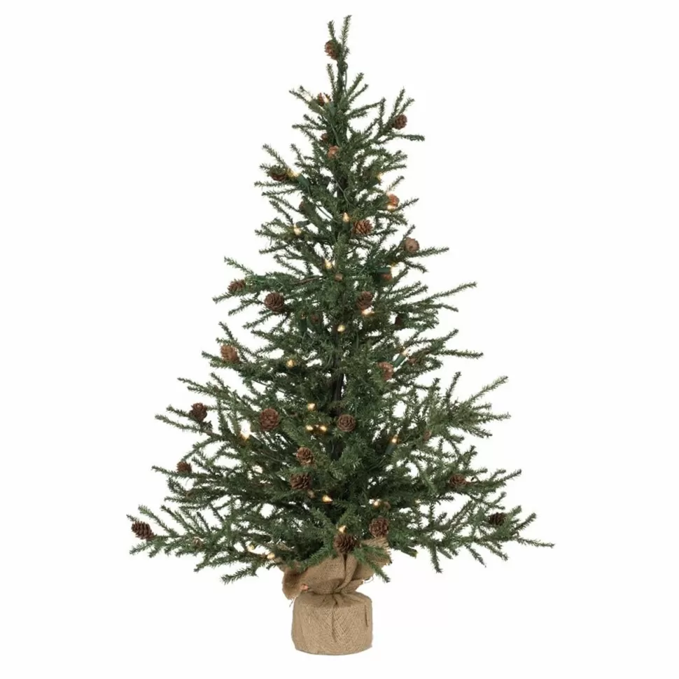 Store Steelside 3' Green Pine Artificial Christmas Tree With 50 Clear/White Lights With Stand