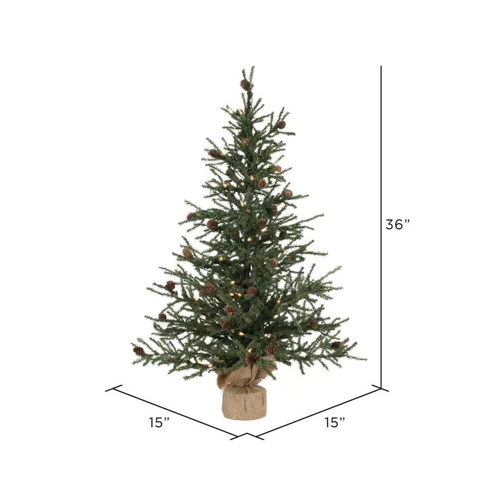 Store Steelside 3' Green Pine Artificial Christmas Tree With 50 Clear/White Lights With Stand