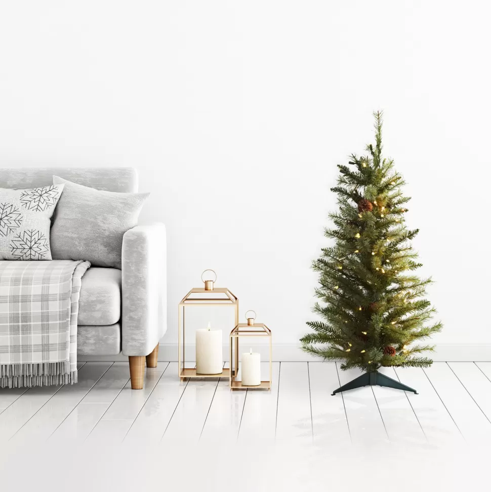 Flash Sale The Holiday Aisle 3' Green Pine Trees Artificial Christmas Tree With 100 Clear Lights
