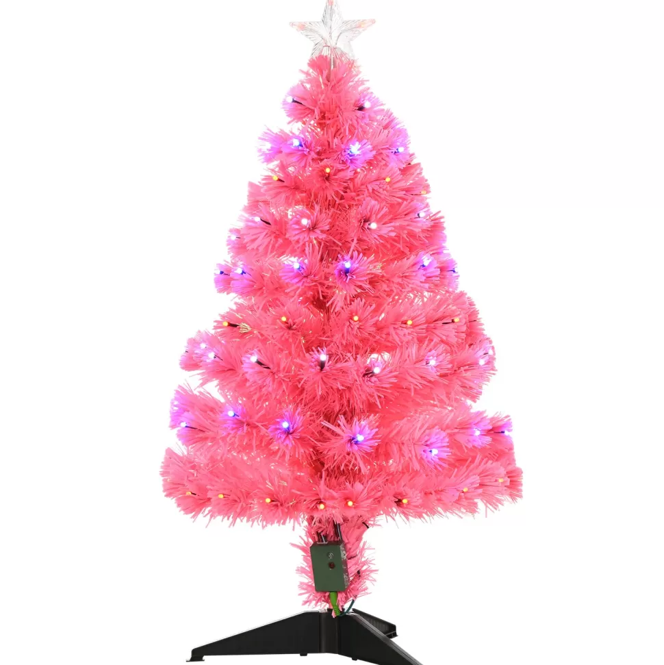 New The Holiday Aisle 3' Pink Pine Artificial Christmas Tree With 90 Colored & Clear Lights