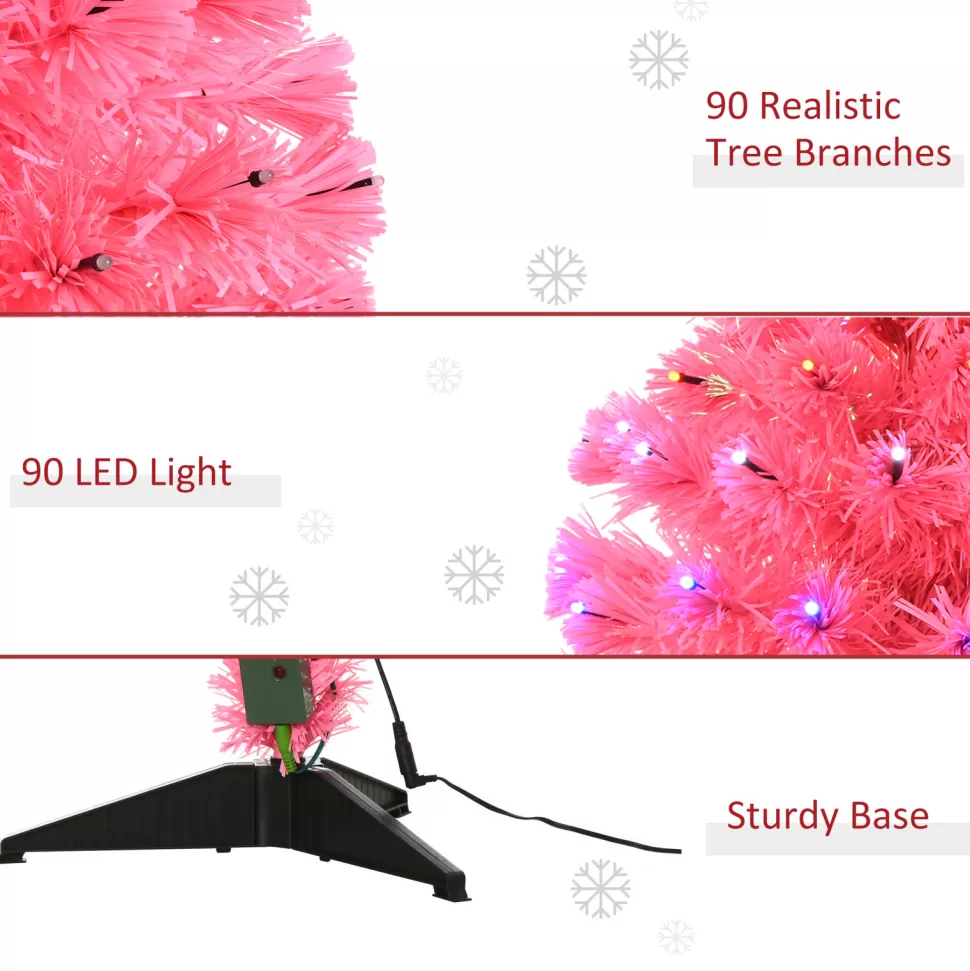 New The Holiday Aisle 3' Pink Pine Artificial Christmas Tree With 90 Colored & Clear Lights