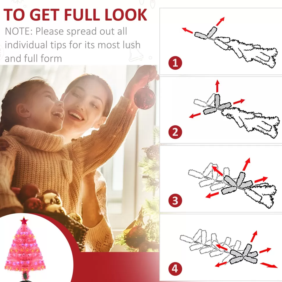 New The Holiday Aisle 3' Pink Pine Artificial Christmas Tree With 90 Colored & Clear Lights