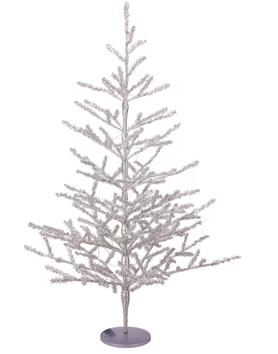 New Northlight Seasonal 3' Pre-Lit Led Silver Tinsel Twig Artificial Christmas Tree - Clear Lights
