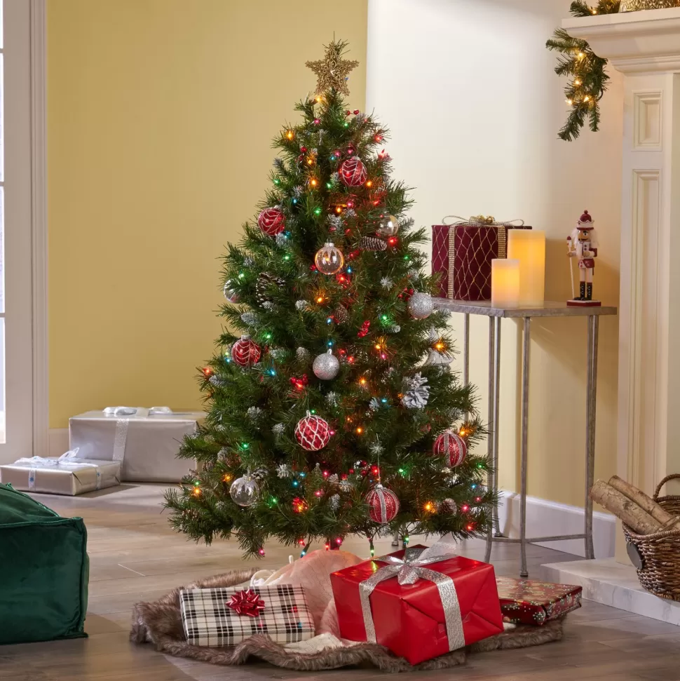 Clearance The Holiday Aisle 4.5' Frosted Green Spruce Artificial Christmas Tree With 200 Multi-Colored Lights
