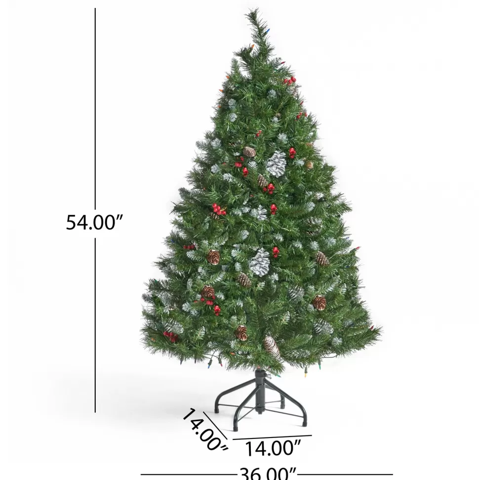Clearance The Holiday Aisle 4.5' Frosted Green Spruce Artificial Christmas Tree With 200 Multi-Colored Lights