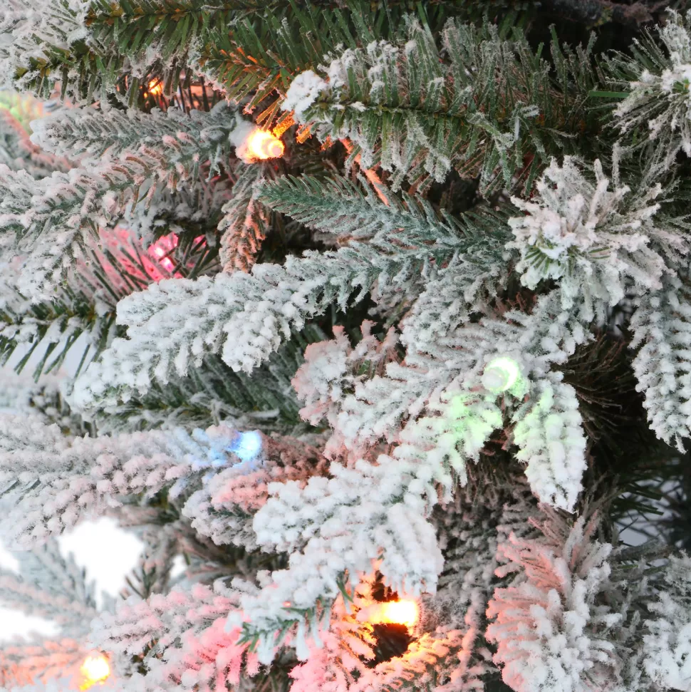 New The Holiday Aisle 4.5 Ft Potted Flocked Arctic Fir Tree, 419 Pe/Pvc Tips, 70 Ul Multi-Color Incandescent Lights