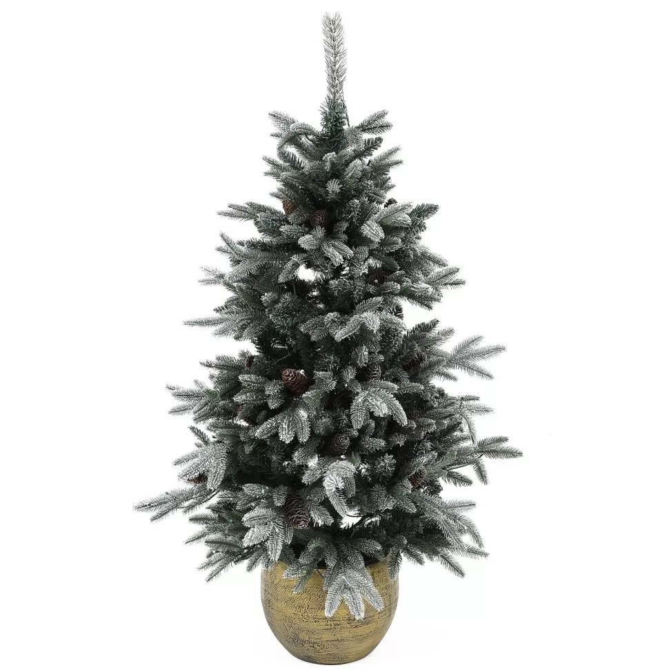 Fashion The Holiday Aisle 4.5' Green Leaves Pine Trees Artificial Christmas Tree With 100 Lights Clear/White Lights