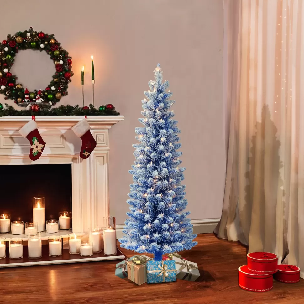 Clearance The Holiday Aisle 4'6" H Blue Frosted Christmas Tree With 100 Lights