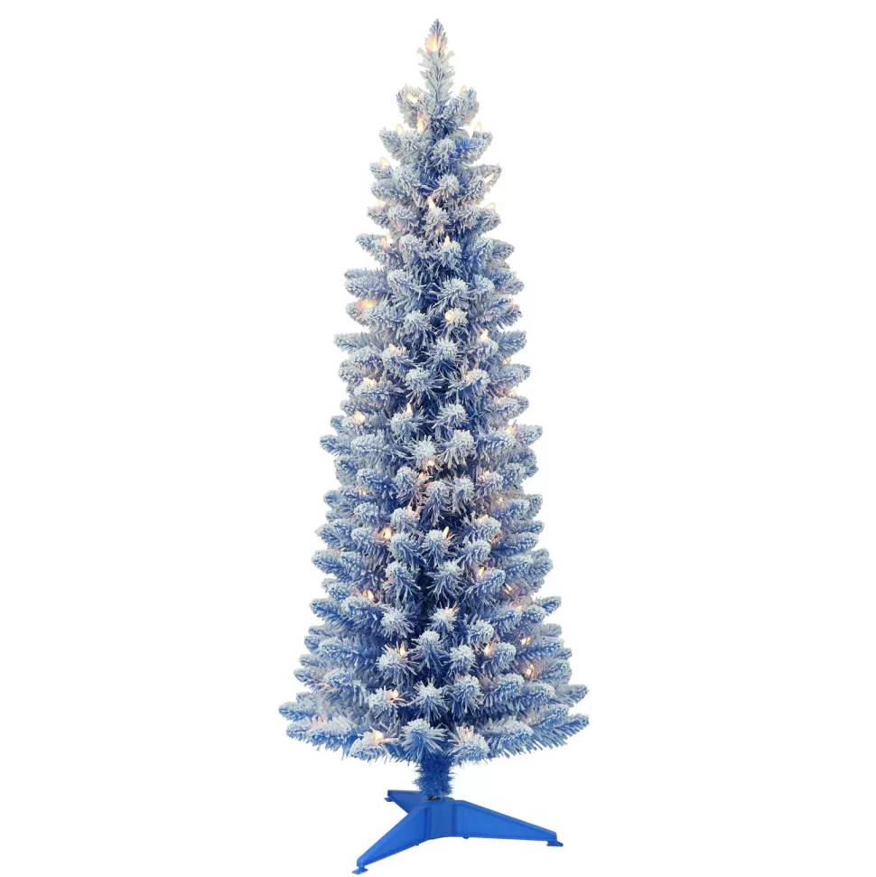 Clearance The Holiday Aisle 4'6" H Blue Frosted Christmas Tree With 100 Lights