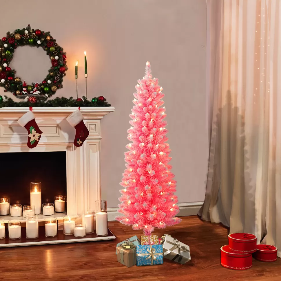 Cheap The Holiday Aisle 4'6" H Pink Christmas Tree With 100 Lights