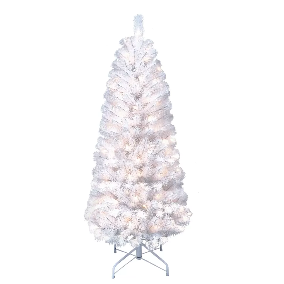 Best Sale The Holiday Aisle 4'6" H White Fir Christmas Tree With Lights