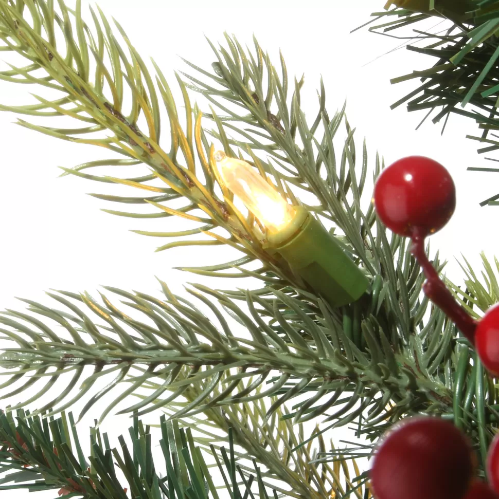 Flash Sale The Holiday Aisle 48" H Green Realistic Artificial Fir Flocked/Frosted Christmas Tree With Led 70 Lights And Ball Ornaments/Berries