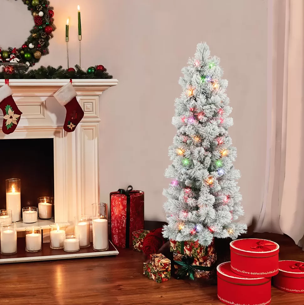 Best Sale The Holiday Aisle 4' 5'' H Slender White Pine Christmas Tree With 100 Lights