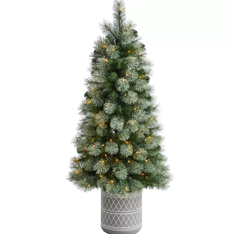 Outlet The Holiday Aisle 4' 6" H Green Pine Cashmere Christmas Tree With 120 Led Lights