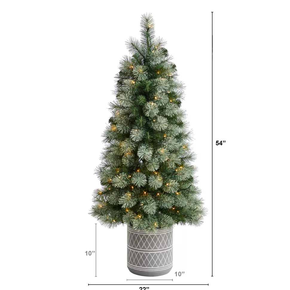 Outlet The Holiday Aisle 4' 6" H Green Pine Cashmere Christmas Tree With 120 Led Lights