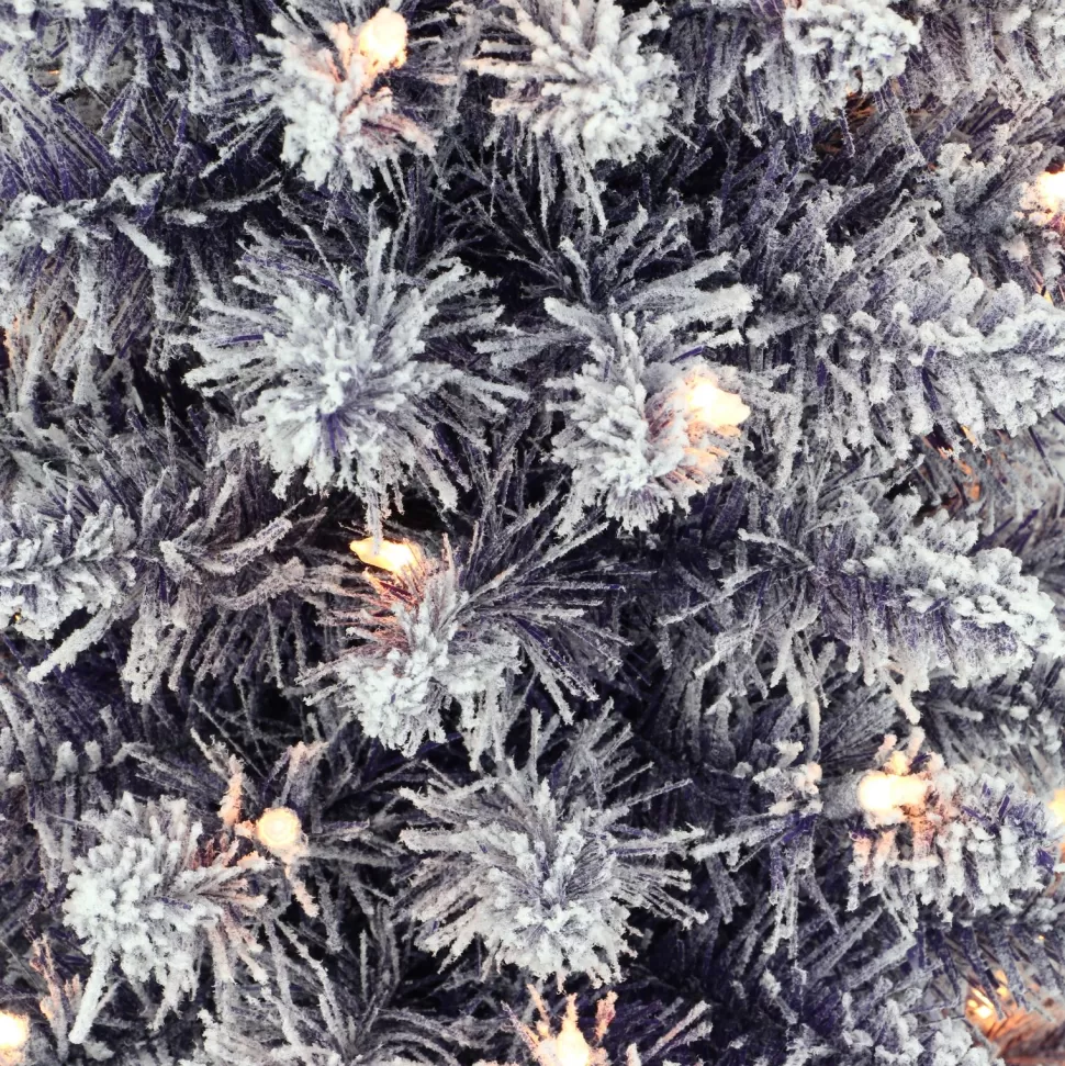 Clearance The Holiday Aisle 4' 6" H Purple Flocked/Frosted Christmas Tree With 100 Lights