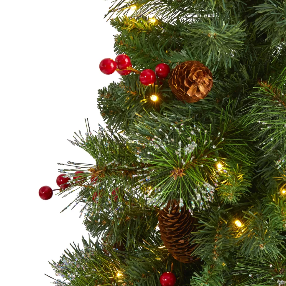 Best Sale The Holiday Aisle 4' Green Pine Artificial Christmas Tree With 100 Clear Lights