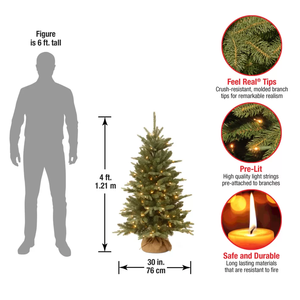 New Sand & Stable 4' Green Pine Trees Artificial Christmas Tree With 150 Clear Lights