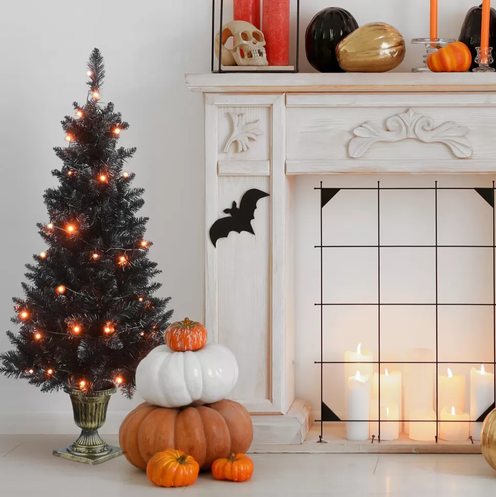 New The Holiday Aisle 4' H Black Artificial Fir Halloween Tree With 50 Led Lights