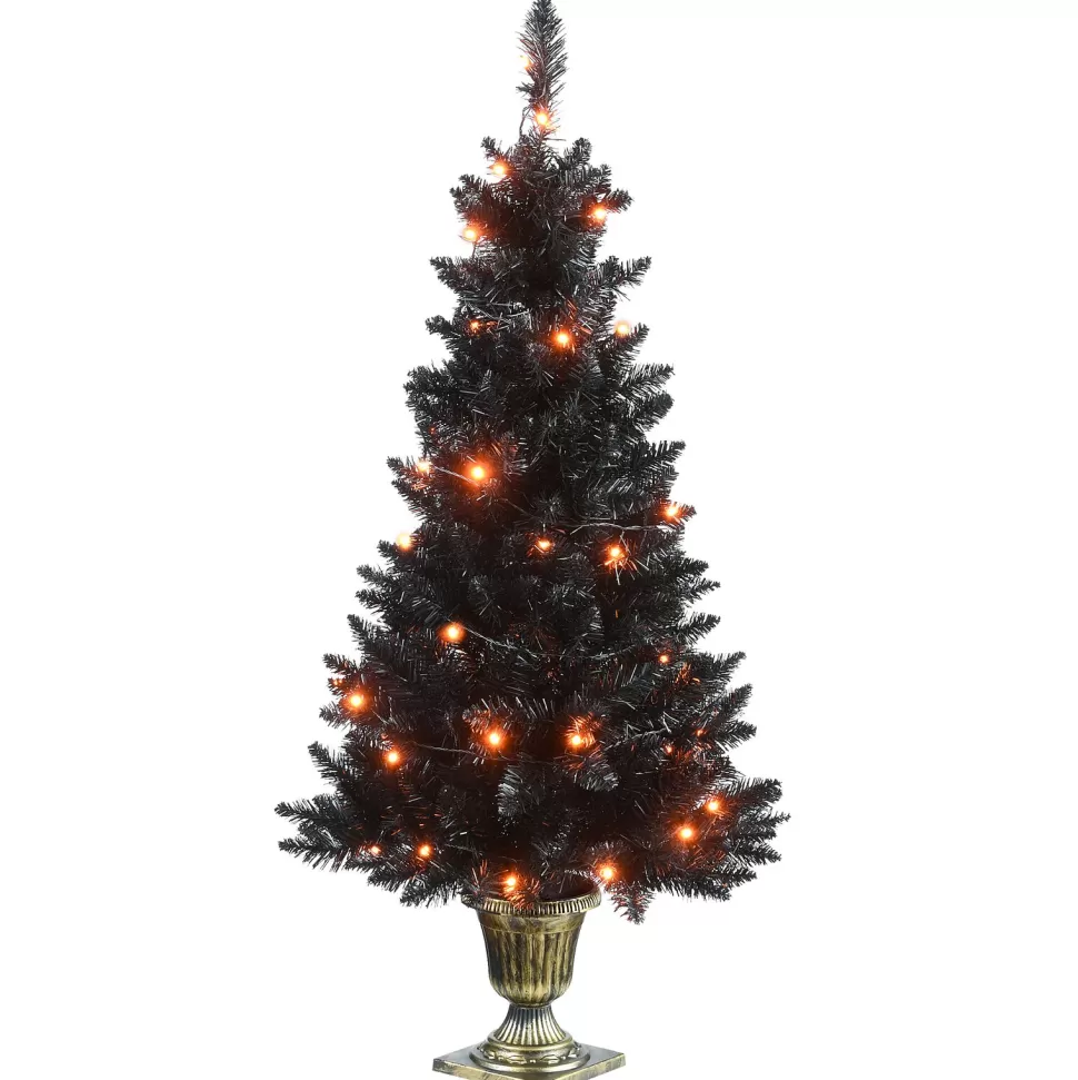 New The Holiday Aisle 4' H Black Artificial Fir Halloween Tree With 50 Led Lights