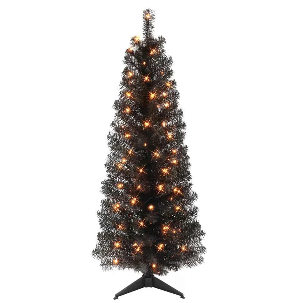 Best Sale The Holiday Aisle 54" H Black Fir Christmas Tree With 70 Lights