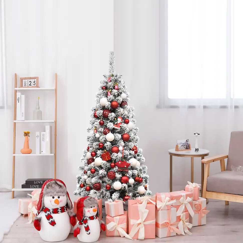 Cheap The Holiday Aisle 54'' H Red/White Pine Cashmere Christmas Tree With 150 Led Lights