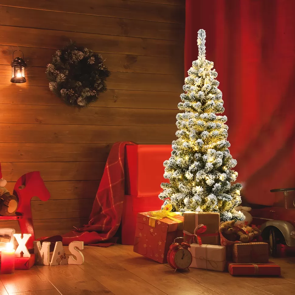 Cheap The Holiday Aisle 54'' H Red/White Pine Cashmere Christmas Tree With 150 Led Lights