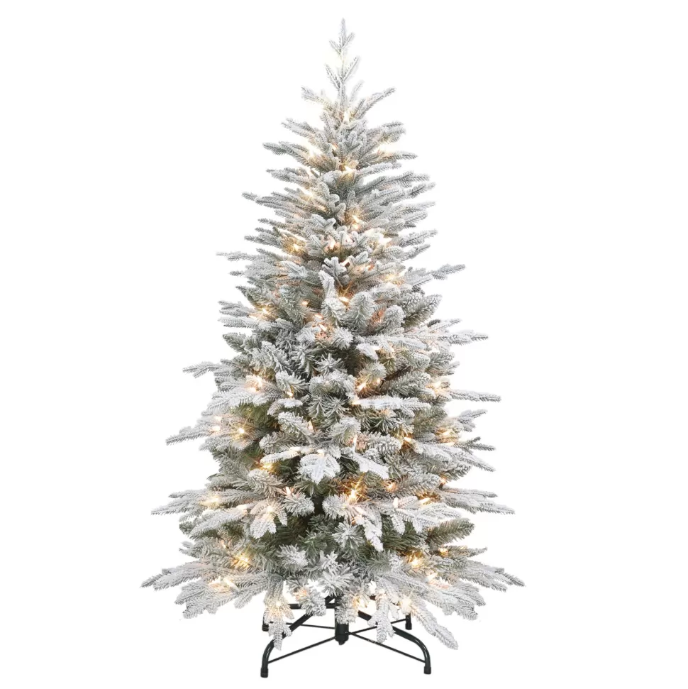 Flash Sale The Holiday Aisle 54" H Slender Green Pvc & Pe Blend Fir Flocked/Frosted Christmas Tree With 200 Lights