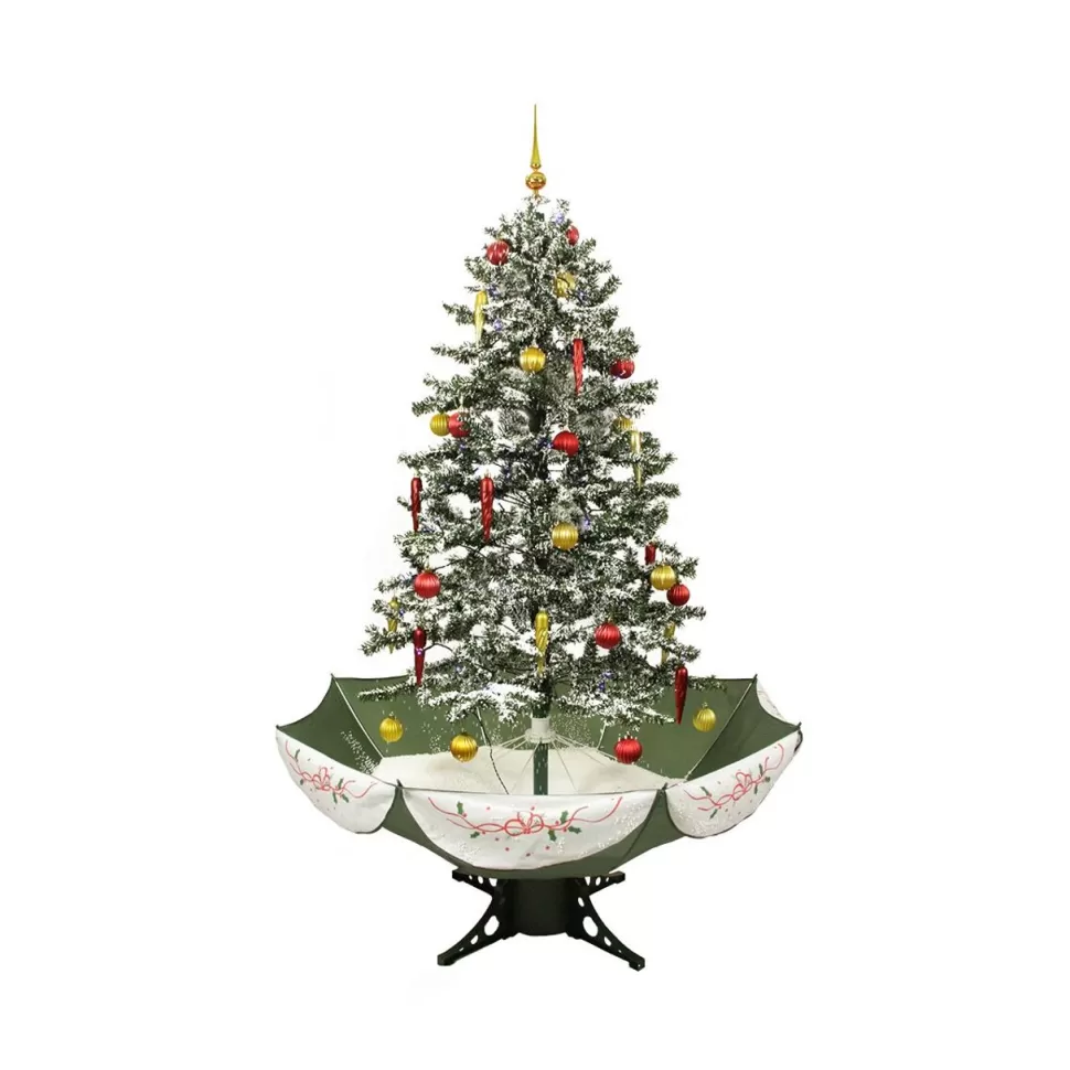 New Northlight Seasonal 5.5' Pre-Lit Medium Musical Snowing Artificial Christmas Tree With Umbrella Base - Blue Led Lights