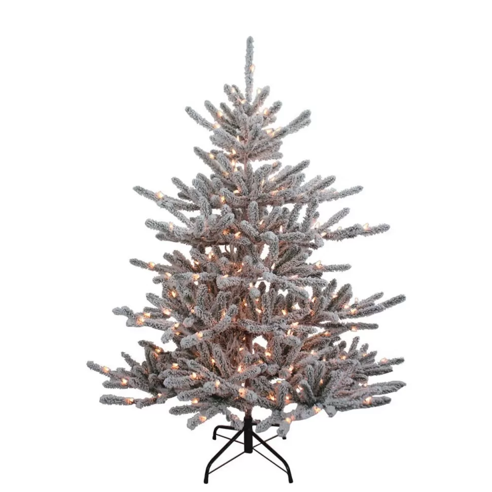 Cheap Kurt Adler 5' H Gray Artificial Pine Flocked/Frosted Christmas Tree With 250 Lights