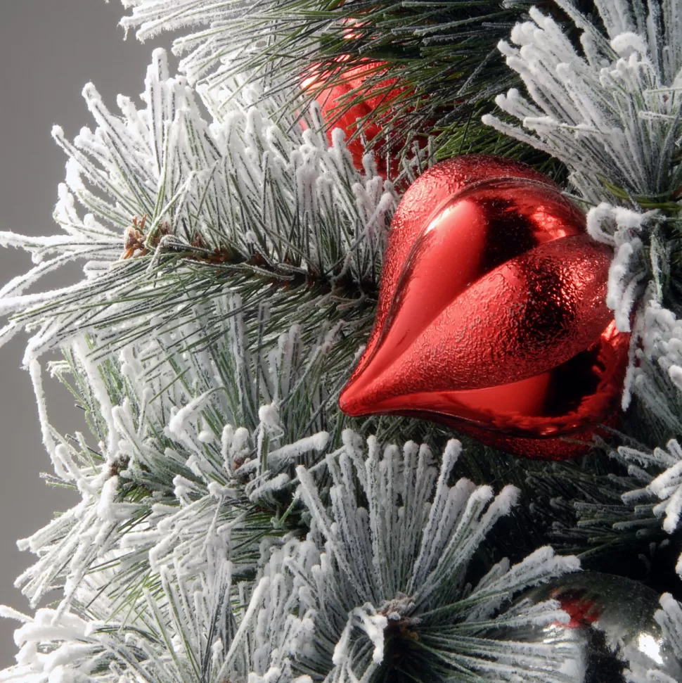 New Astoria Grand 5' H Green Pine Flocked/Frosted Christmas Tree With 100 Lights And Ball Ornaments