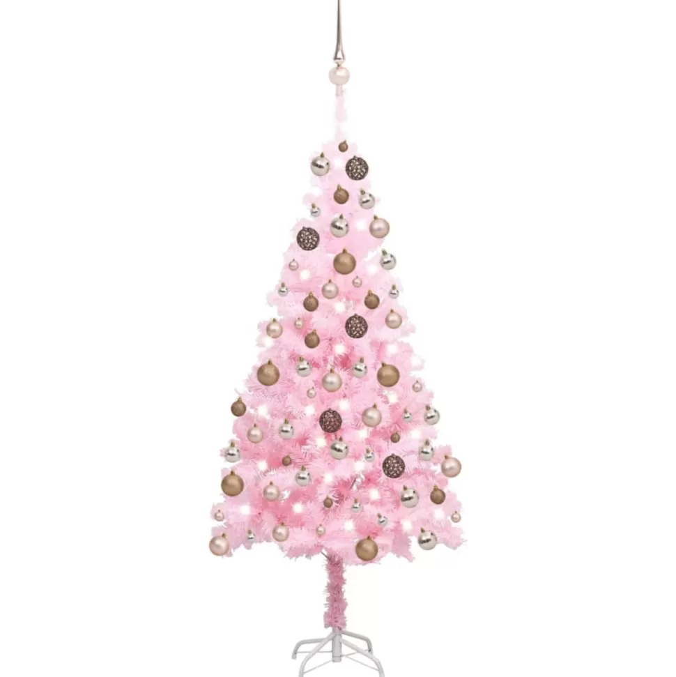 Cheap The Holiday Aisle 5' H Pink Christmas Tree With 150 Led Lights Ball Ornaments