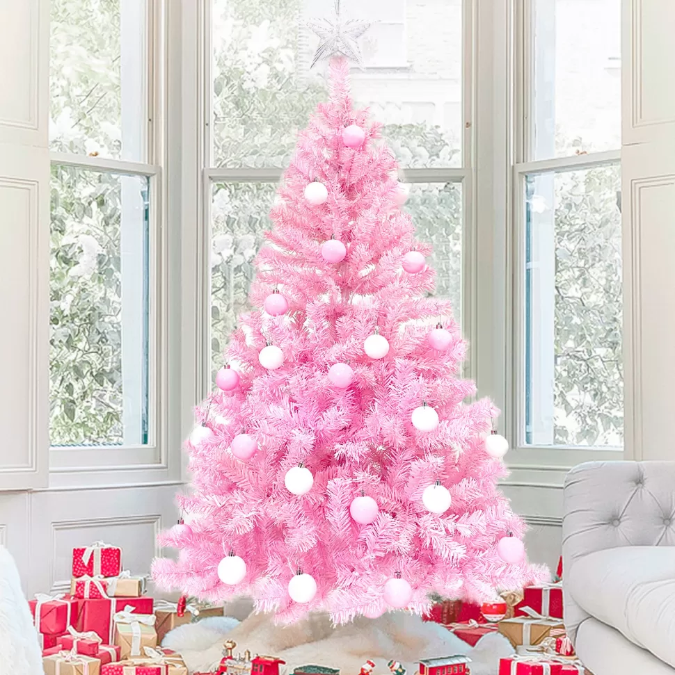 Fashion The Holiday Aisle 5' H Pink Pre-Lit Artificial Fir Christmas Tree With 300 Led Twinkling Lights