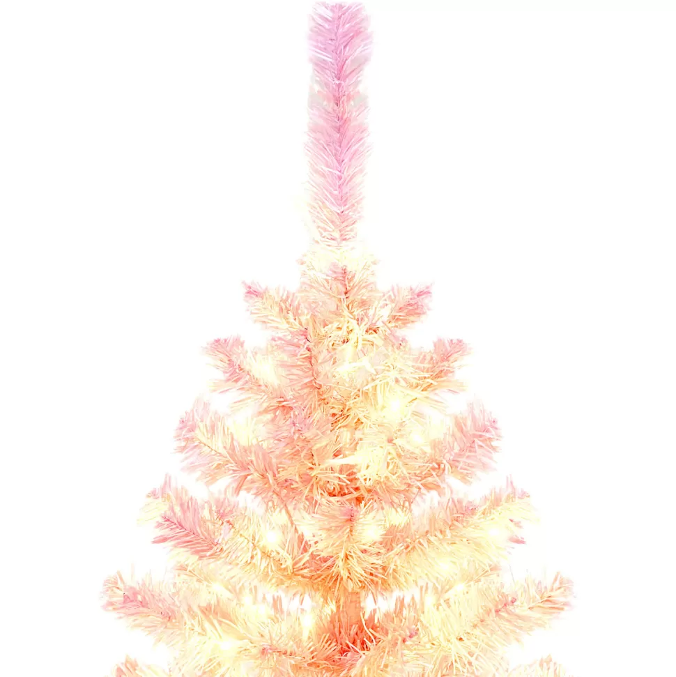 Fashion The Holiday Aisle 5' H Pink Pre-Lit Artificial Fir Christmas Tree With 300 Led Twinkling Lights