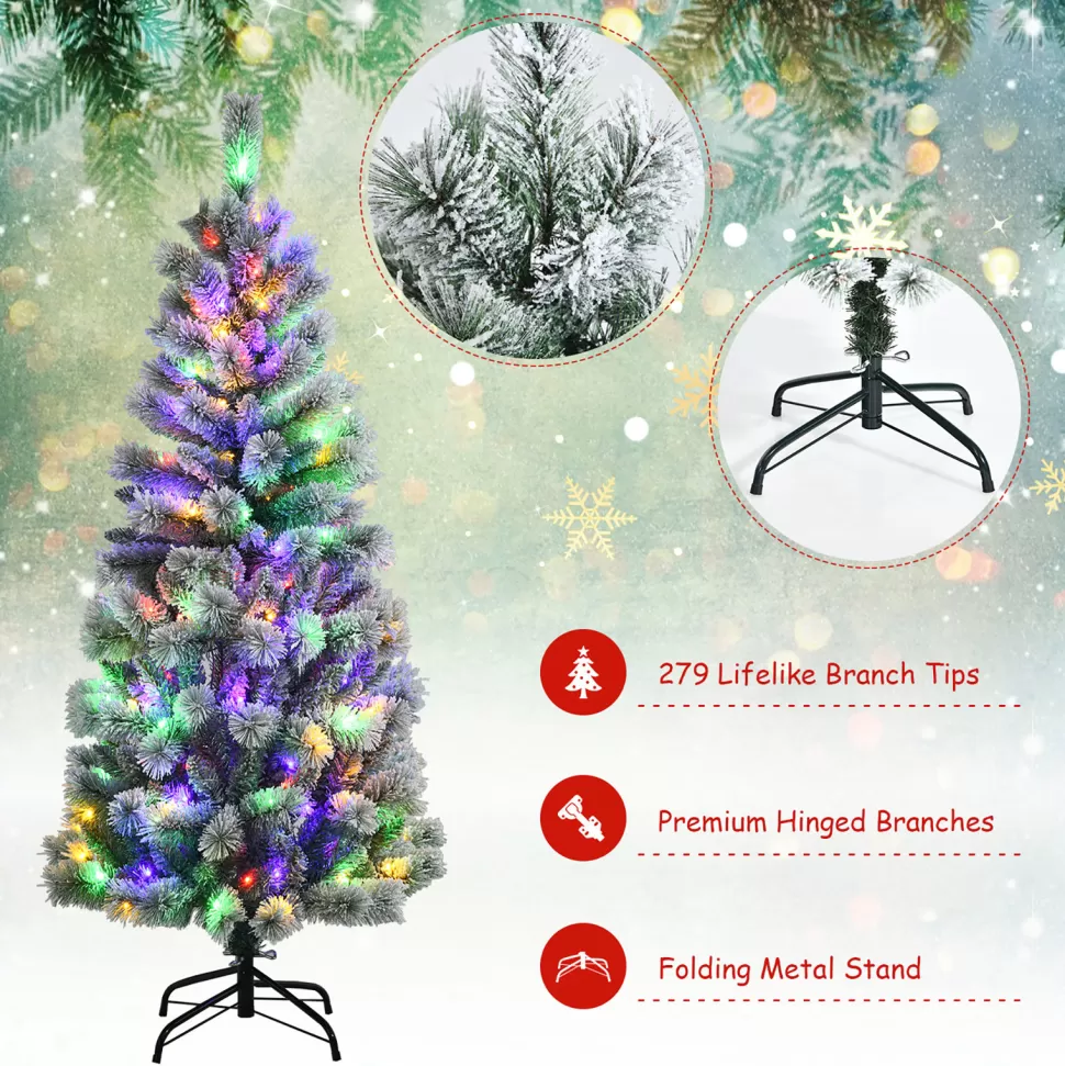 Outlet The Holiday Aisle 60" H White Realistic Pine Flocked/Frosted Christmas Tree With 1400 Led Lights