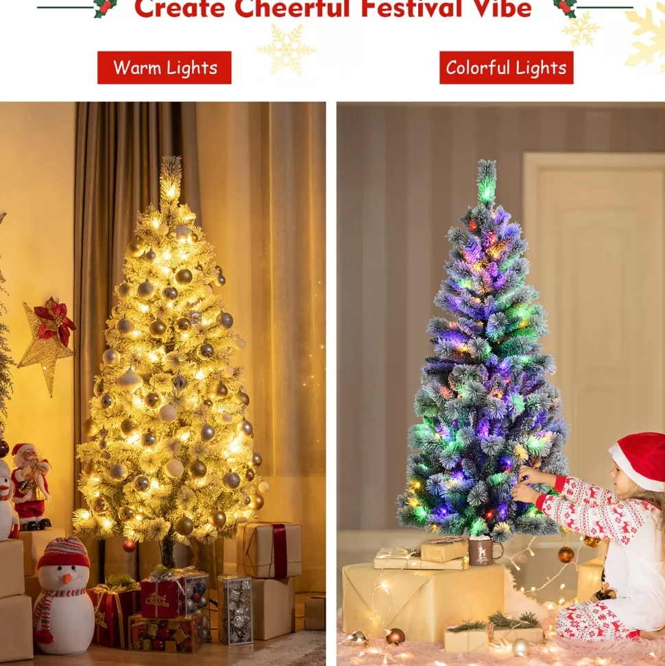 Outlet The Holiday Aisle 60" H White Realistic Pine Flocked/Frosted Christmas Tree With 1400 Led Lights