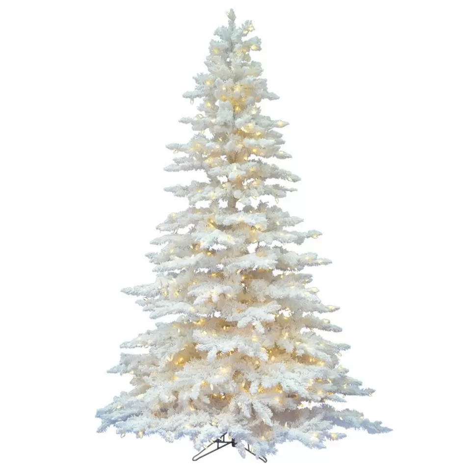 Shop Vickerman 6.5' Flocked White Spruce Full Artificial Christmas Tree With Led Clear Light