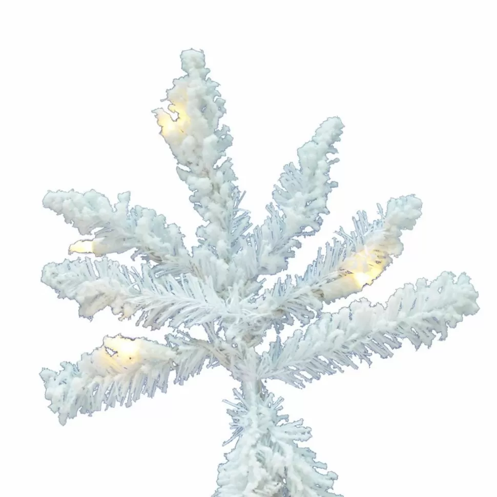 Shop Vickerman 6.5' Flocked White Spruce Full Artificial Christmas Tree With Led Clear Light