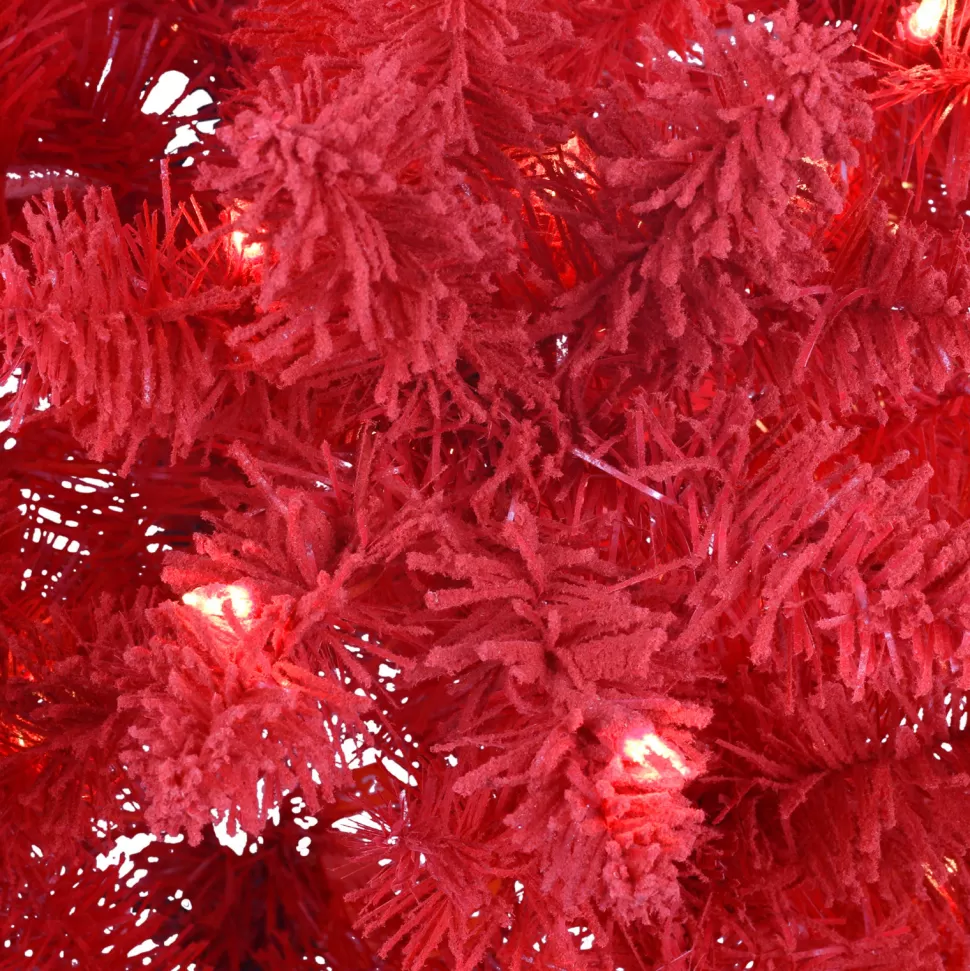 Online The Holiday Aisle 6'5" H Red Fir Flocked/Frosted Christmas Tree With 200 Lights