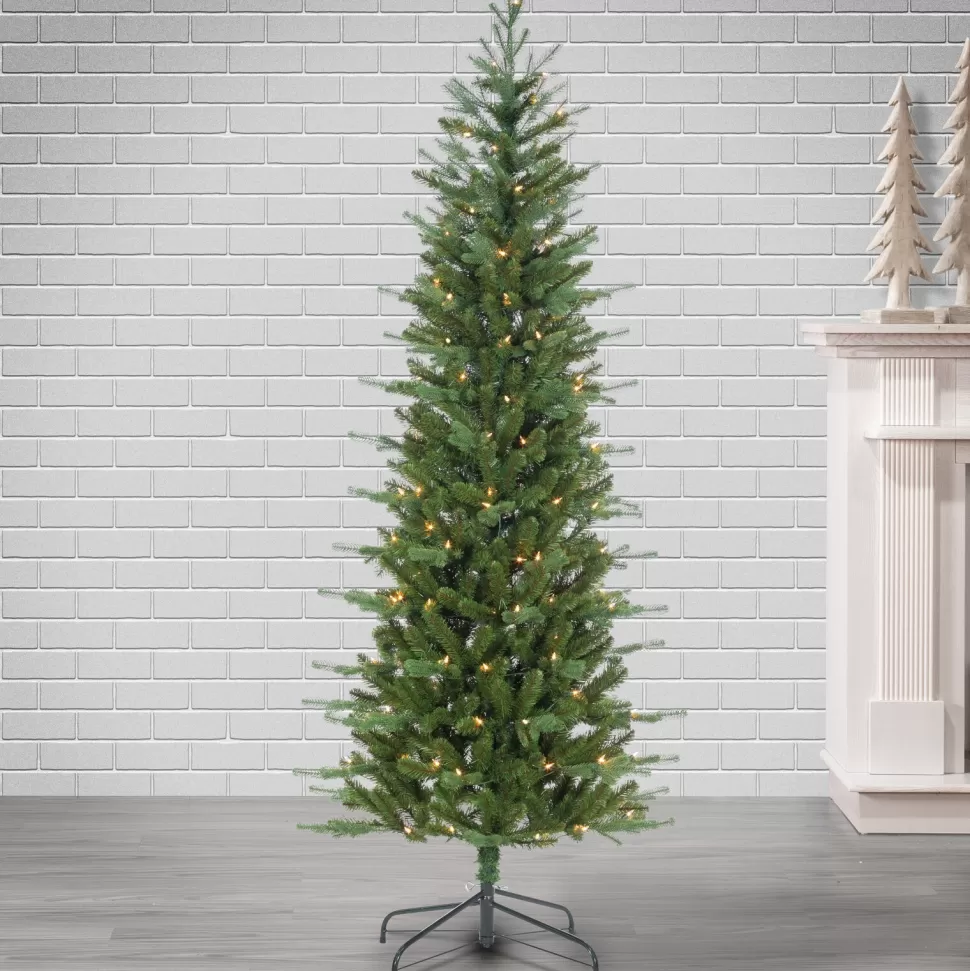 Fashion The Holiday Aisle 6'5" H Slender Green Realistic Artificial Pine Christmas Tree With 150 Lights
