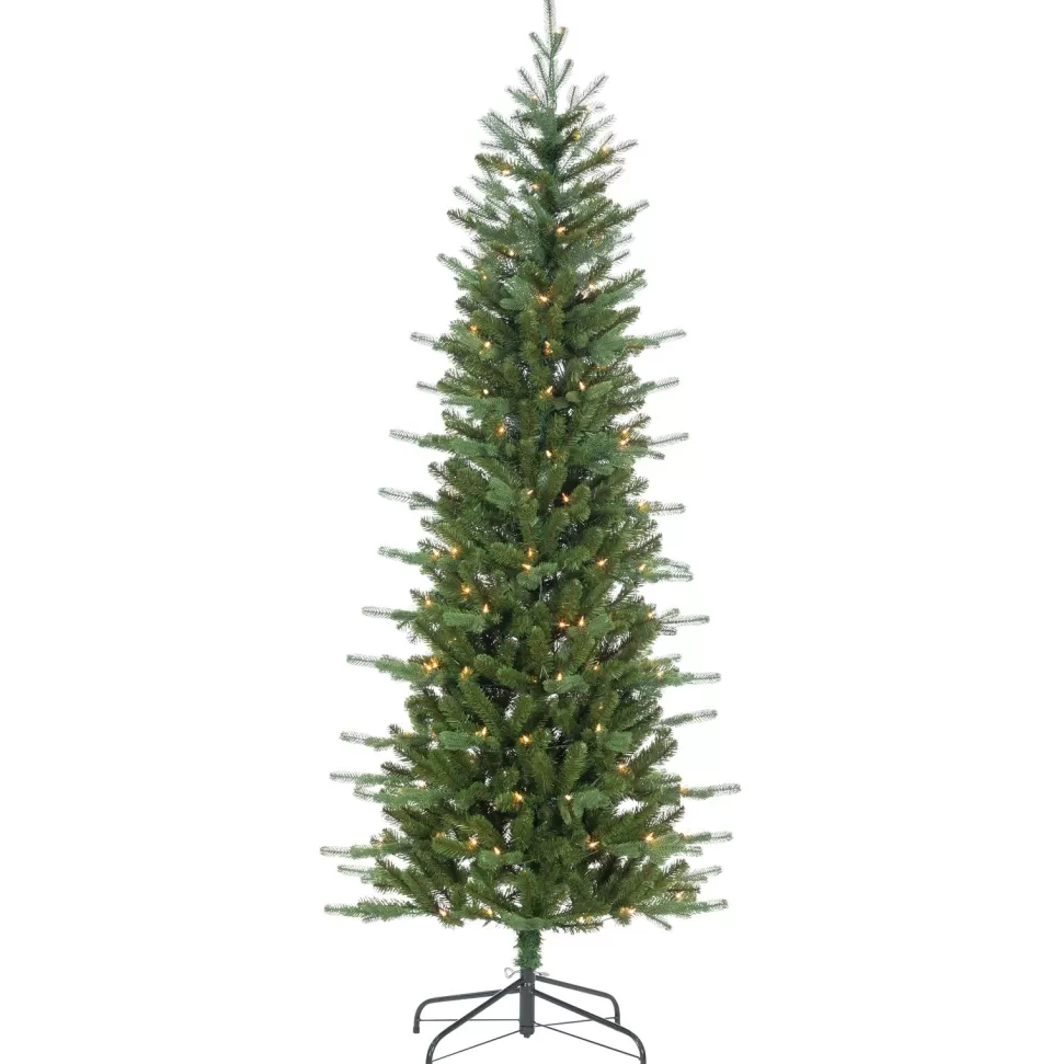 Fashion The Holiday Aisle 6'5" H Slender Green Realistic Artificial Pine Christmas Tree With 150 Lights