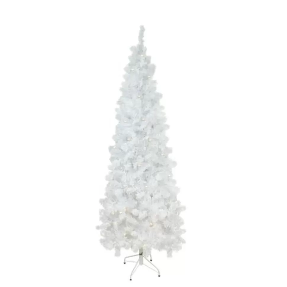 New Northlight Seasonal 6.5' Pre-Lit Pencil White Winston Pine Artificial Christmas Tree - Clear Lights