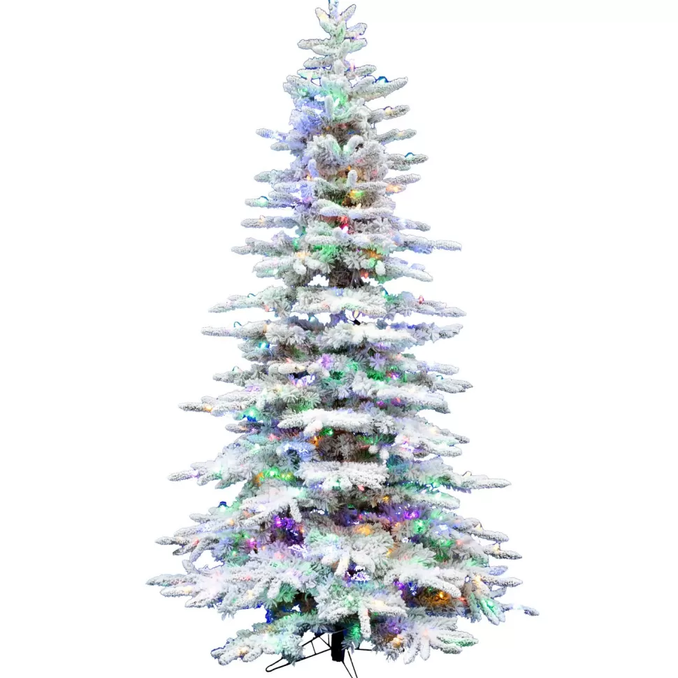Sale Christmas Time 6.5' White Pine Artificial Christmas Tree With 400 Multi-Color Lights