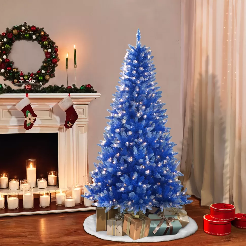 Cheap The Holiday Aisle 6'6" H Blue Frosted Christmas Tree With 300 Lights