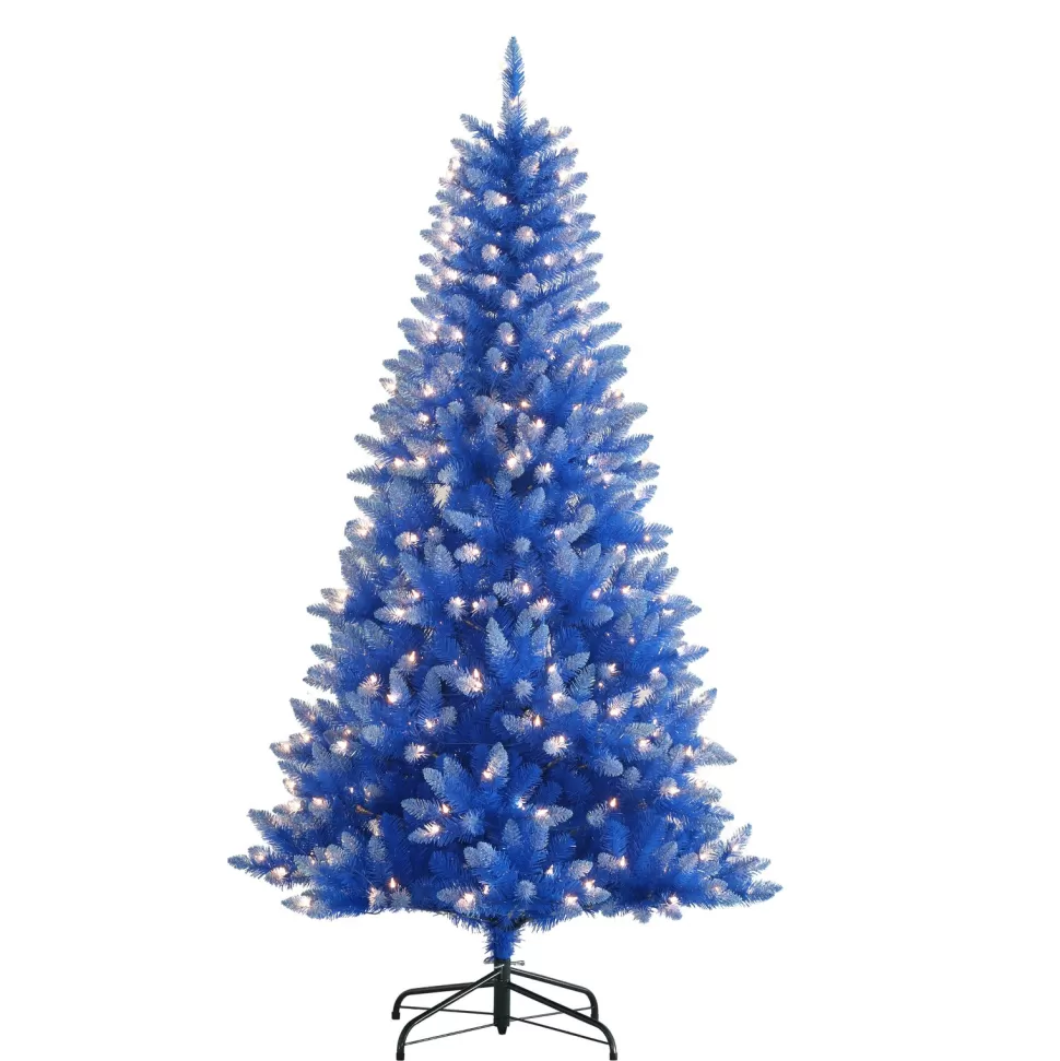 Cheap The Holiday Aisle 6'6" H Blue Frosted Christmas Tree With 300 Lights