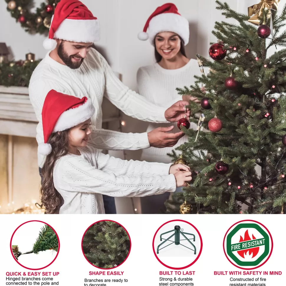 Online The Holiday Aisle 6'6" H Slender Green Pine Christmas Tree With 250 Lights